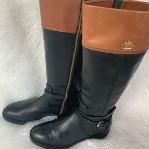 Coach Two-Tone Leather Knee Boots